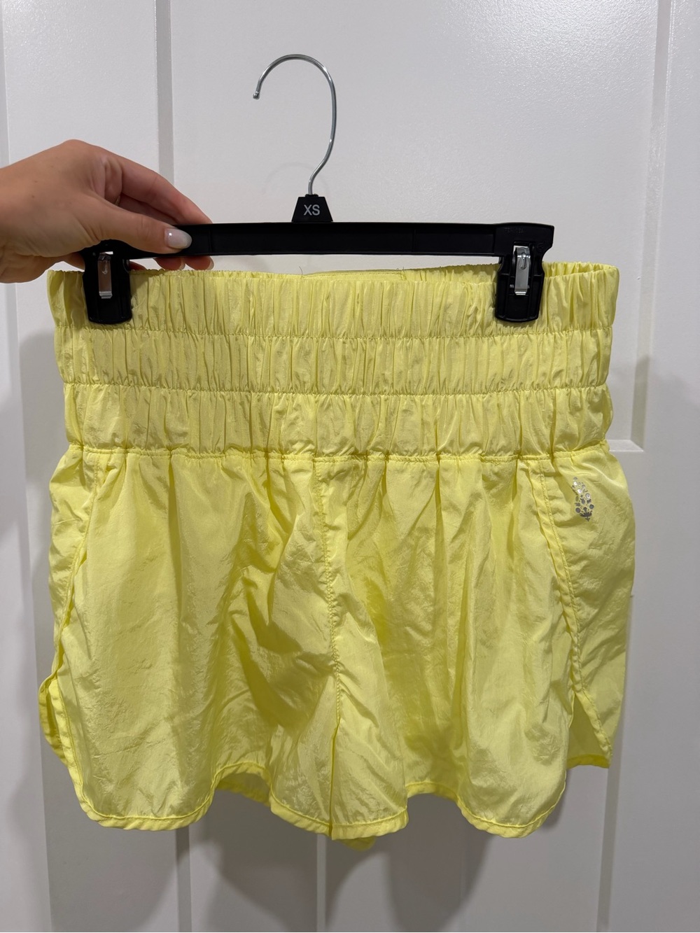 Free People Bright Yellow Smocked Waist Athletic Shorts